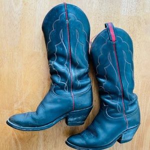 Black tag Red and black tony lama cowboy boots.